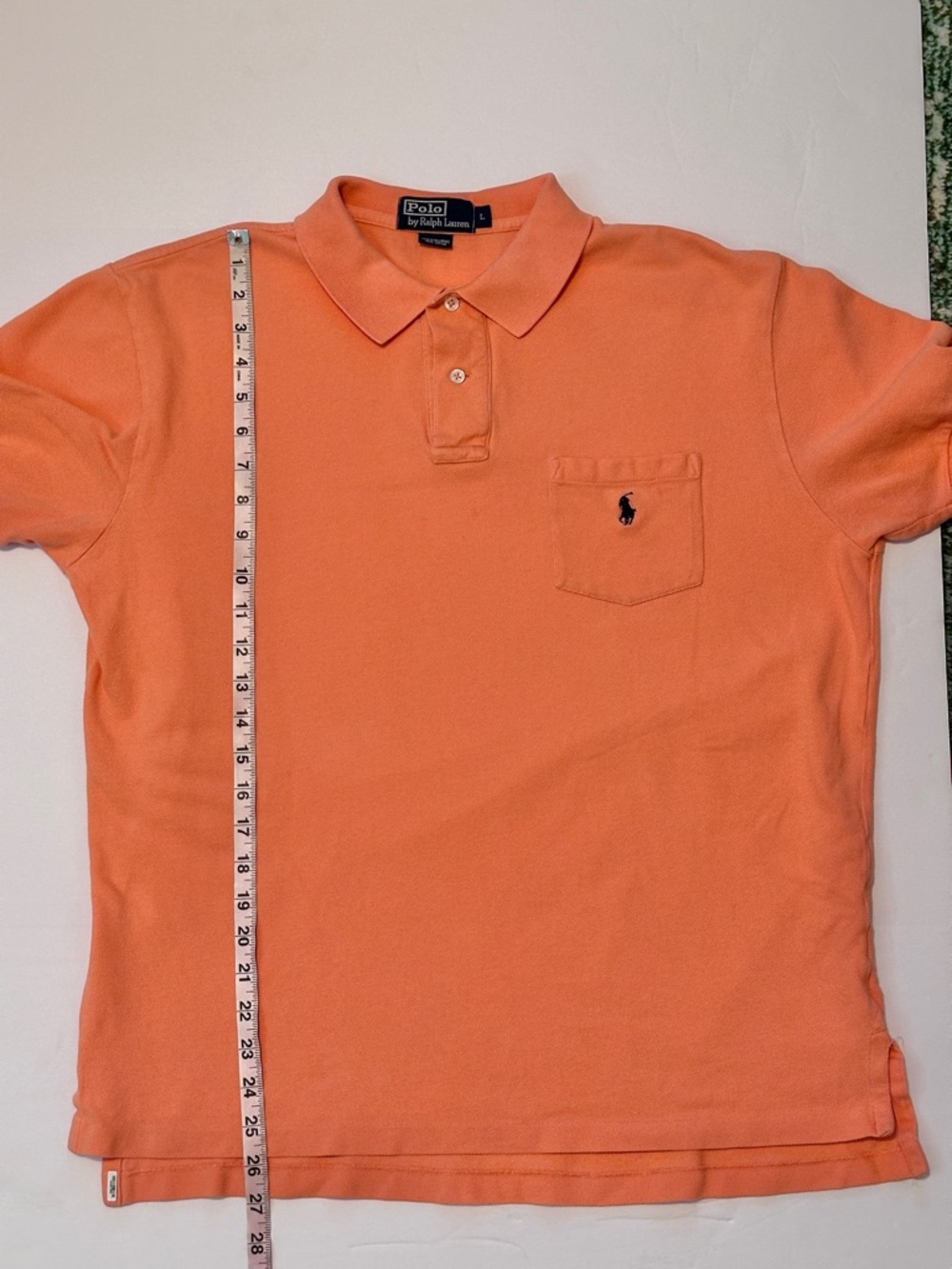 Vintage Polo Ralph Lauren Short Sleeve Polo Shirt Orange Men Large Chest Pocket - Picture 11 of 11